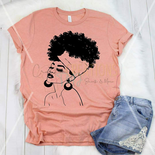 Diva with Natural Hair T-Shirt African American Woman T-Shirt Black Woman T-Shirt Black Lady Shirt Natural Hair Cutie Shirt Black Girl Magic
