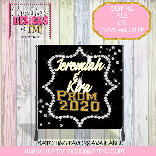 PROM SENDOFF Banner Prom Sendoff Backdrop Customized Prom Banner Prom Backdrop Step and Repeat Banner Black Prom Backdrop Banner Name Banner