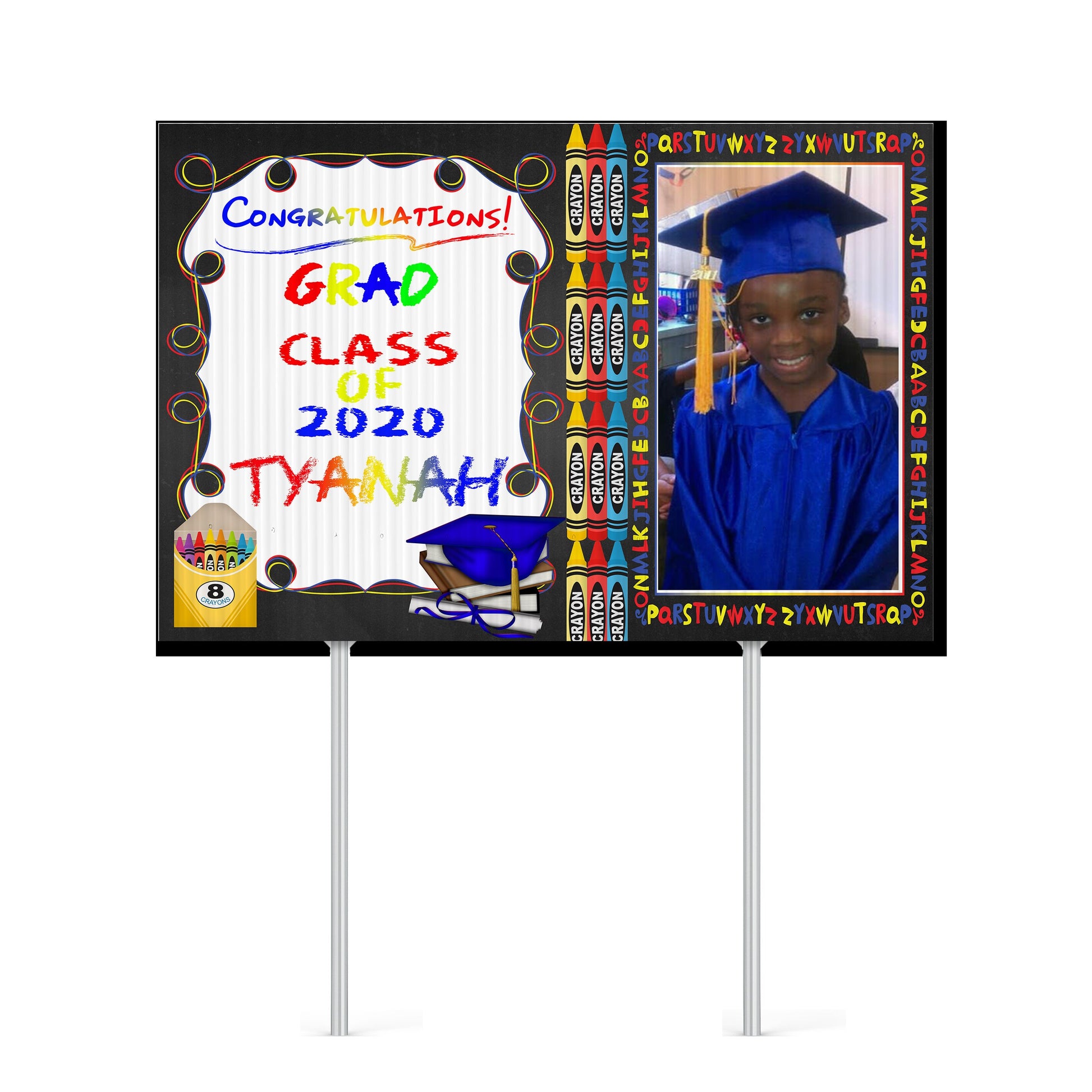 KIDS GRADUATION LAWN Sign Pre-K Graduation Sign  Kids Graduation Sign Primary Color Graduation Sign Class of 2020 Graduate Sign 2020 Grad
