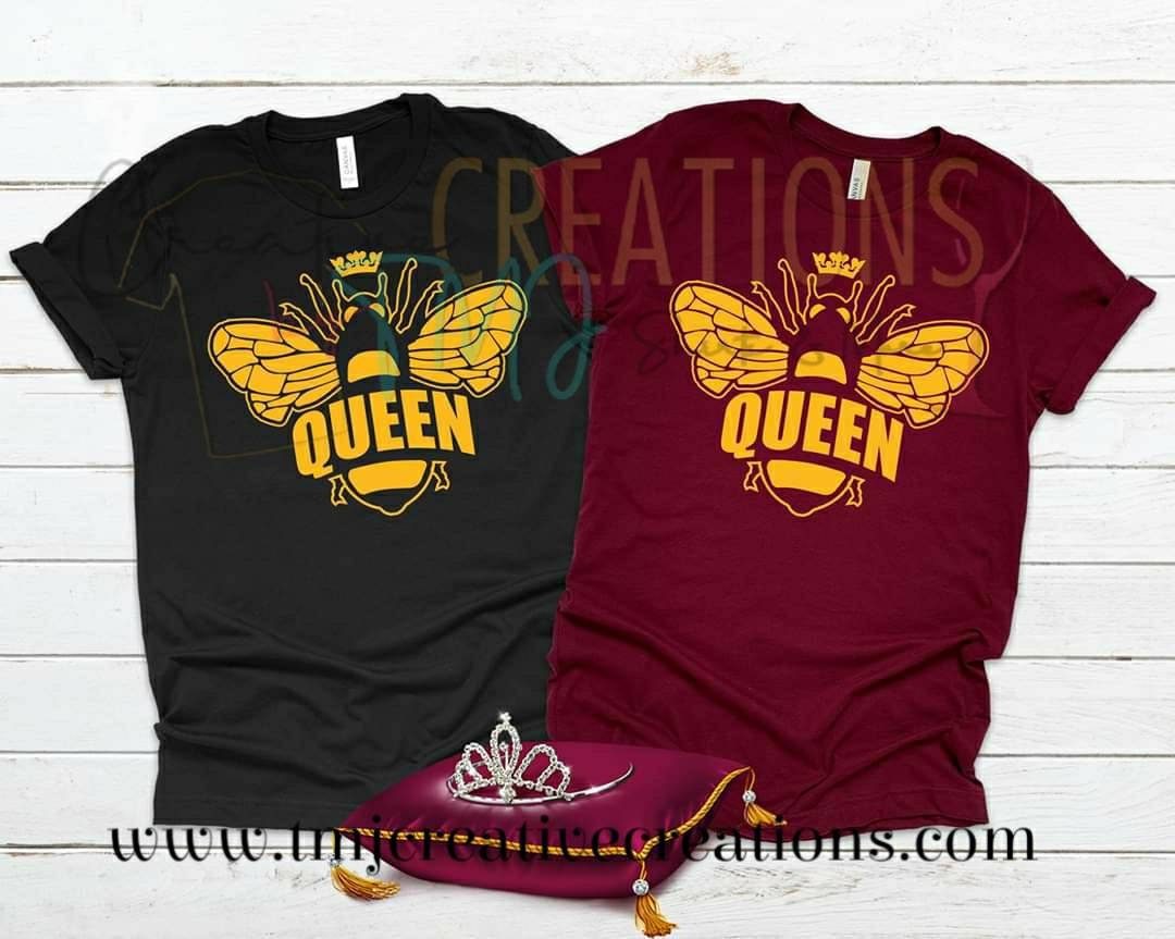 Queen Bee T-Shirt Queen B Woman T-Shirt Cute Woman T-Shirt Yellow Bee Lady Shirt Woman Of Color Shirt Black Girl Magic Queen Bee Shirt