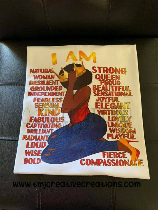 I AM STRONG T-Shirt African American Woman T-Shirt Black Woman Shirt Black Woman with Crown Shirt Quote Shirt Black Girl Magic I Am Natural