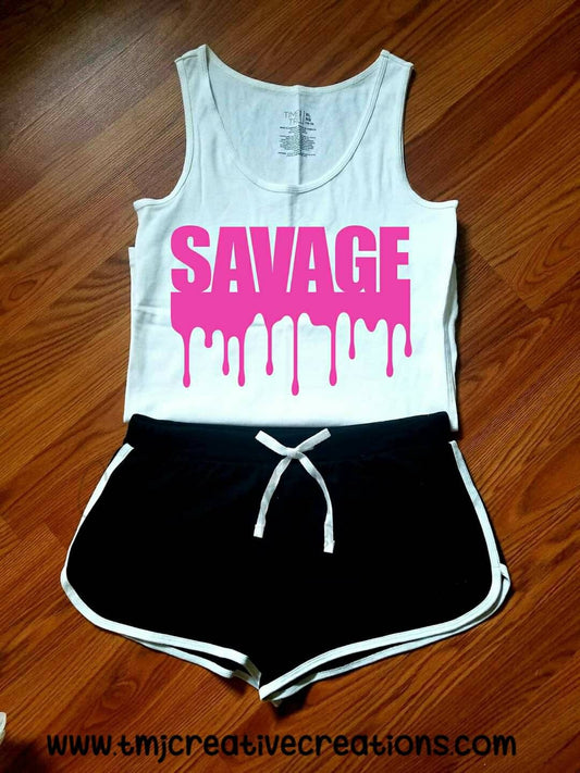 I'm A SAVAGE SHORTSET Savage Short Set Woman Shortset Teenager Short Set Young Woman Short Set Cute Outfit Savage Outfit I'm A Savage outfit