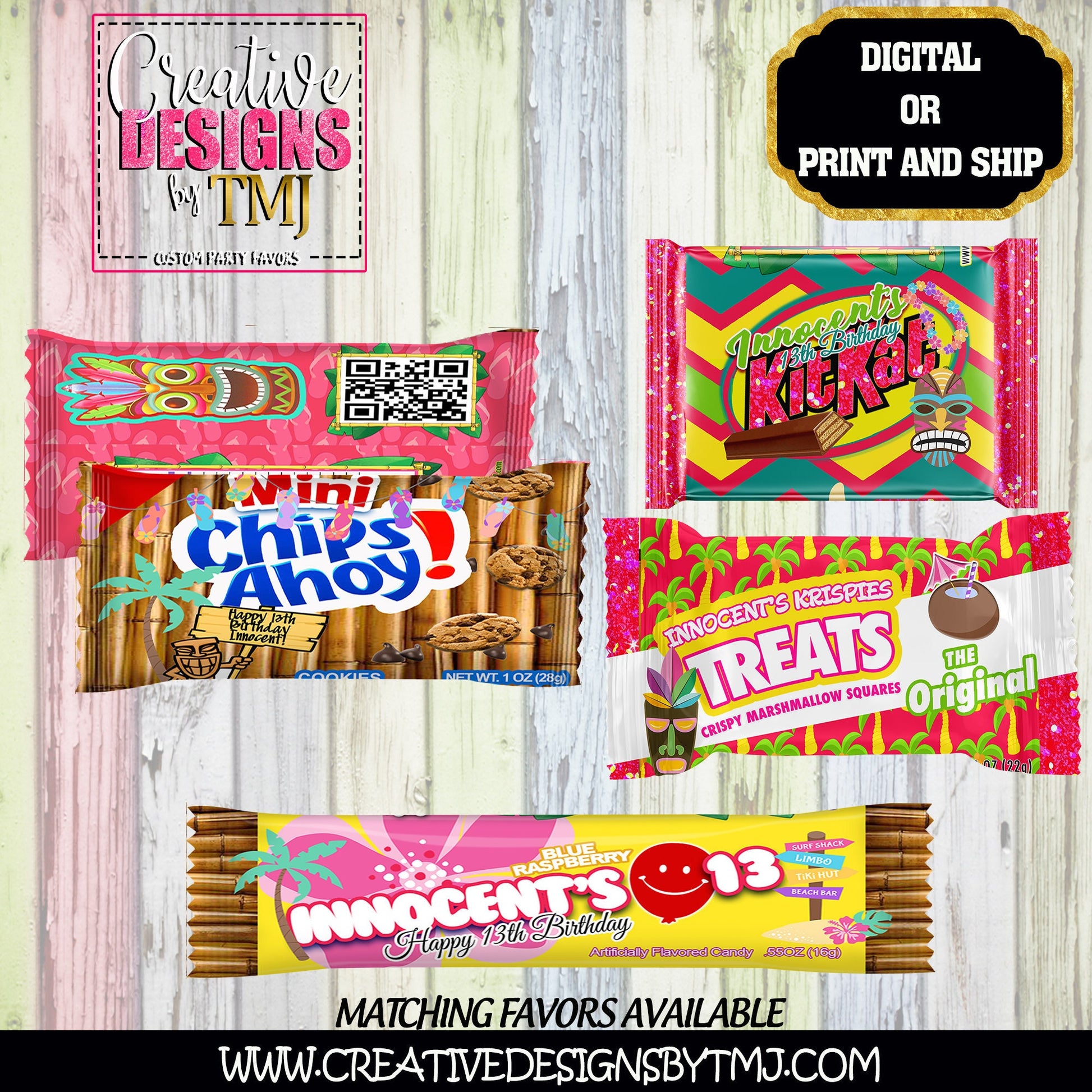 LUAU BIRTHDAY FAVORS Hawaiian Birthday Favors Luau Chip Bag Favor Luau Party Favors Luau Water Bottle Labels Juice Fruit Snacks Candy Bar