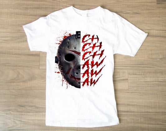 JASON HALLOWEEN T-Shirt JASON T-Shirt Halloween T-Shirt Ch Ch Aw Aw T-Shirt Jason Shirt Jason Voorhees Shirt  Scary Movie shirt