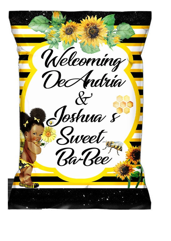 HONEY BEE Chip Bag Bumble Bee Chip Bags Afro Baby Party Favor BEE Favor Bee Birthday Party Bee Baby Shower favor Bumble Bee Party Favor