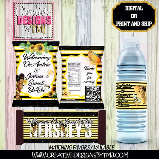 HONEY BEE Chip Bag Bumble Bee Chip Bags Afro Baby Party Favor BEE Favor Bee Birthday Party Bee Baby Shower favor Bumble Bee Party Favor