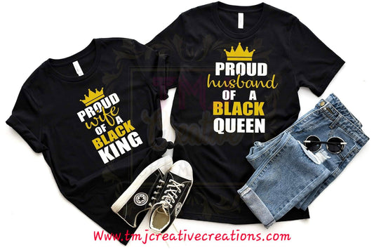 VALENTINES DAY SHIRT Proud Wife of a King Proud Husband of a Queen Shirt Couples Shirt VDay T-Shirt  Him and Her Shirts Him and Her T-Shirts