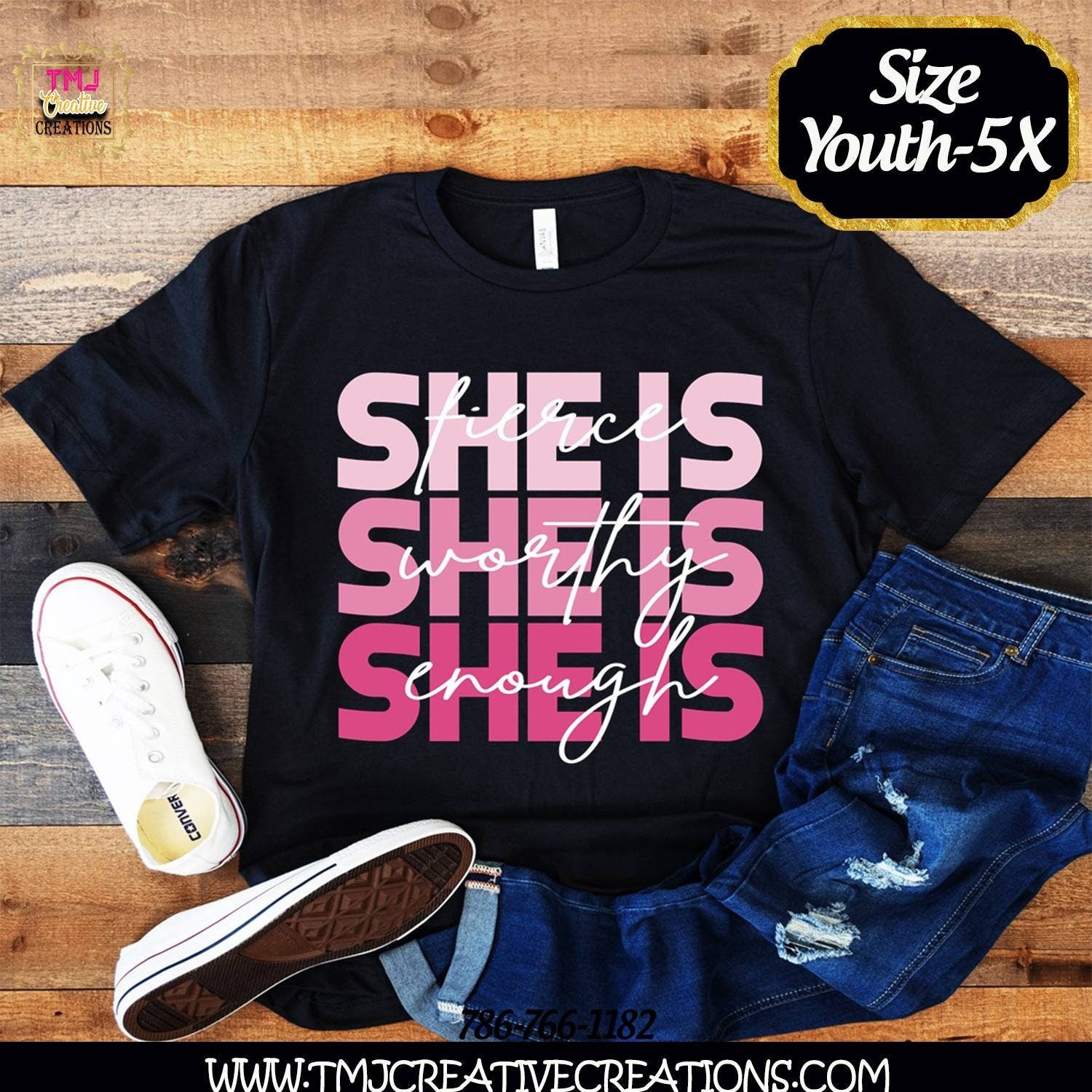 SHE IS FIERCE Shirt She Is Strong T-Shirt African American Girl T-Shirt Black Girl Shirt Black Girl Magic Shirt She Is Enough Tshirt