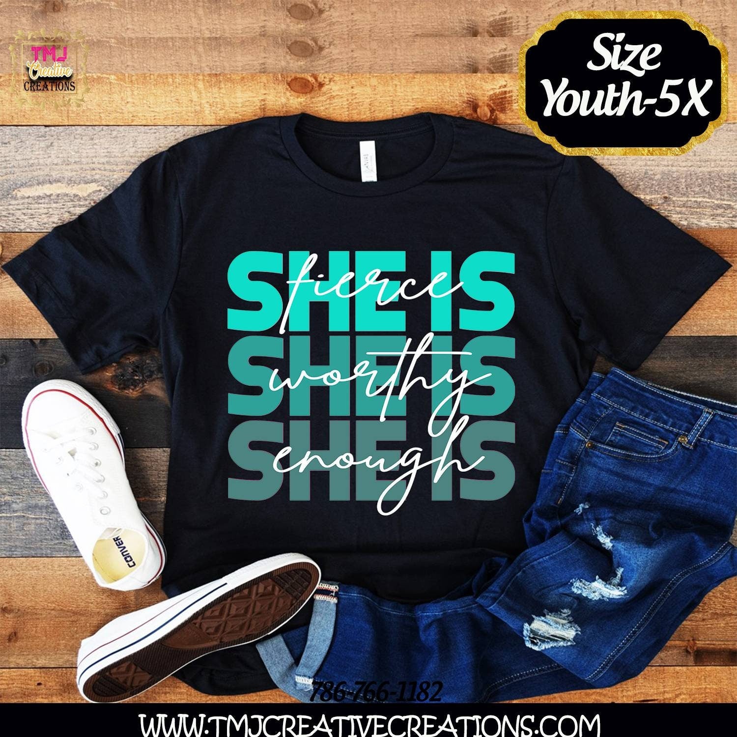 SHE IS FIERCE Shirt She Is Strong T-Shirt African American Girl T-Shirt Black Girl Shirt Black Girl Magic Shirt She Is Enough Tshirt