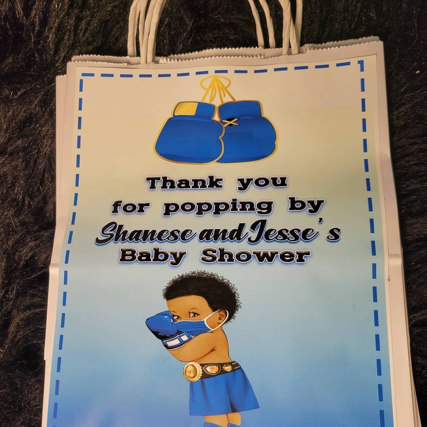 Boxer Baby Shower Chip Bag  Black Baby Chip Bags Baby Sgower Party Favor Afro Baby Favors Space Boxer Theme Baby Shower favors Boxer Party