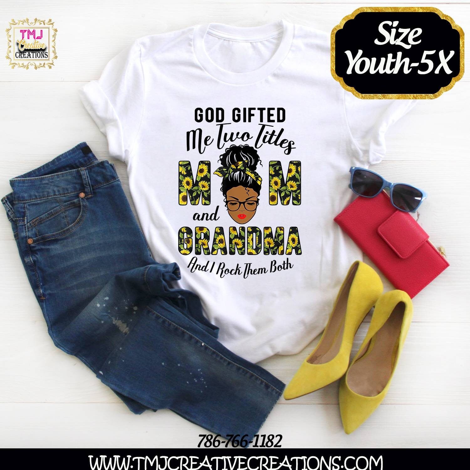 God GIFTED Me Two Tittles MOM and GRANDMA Shirt Mother's Day Title TShirts Mom Shirt Parent Shirts Grandma Shirt Mama Shirts Nana Shirts