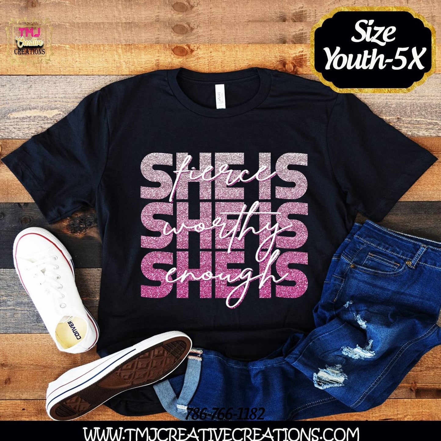 SHE IS FIERCE Shirt She Is Strong T-Shirt African American Girl T-Shirt Black Girl Shirt Black Girl Magic Shirt She Is Enough Tshirt