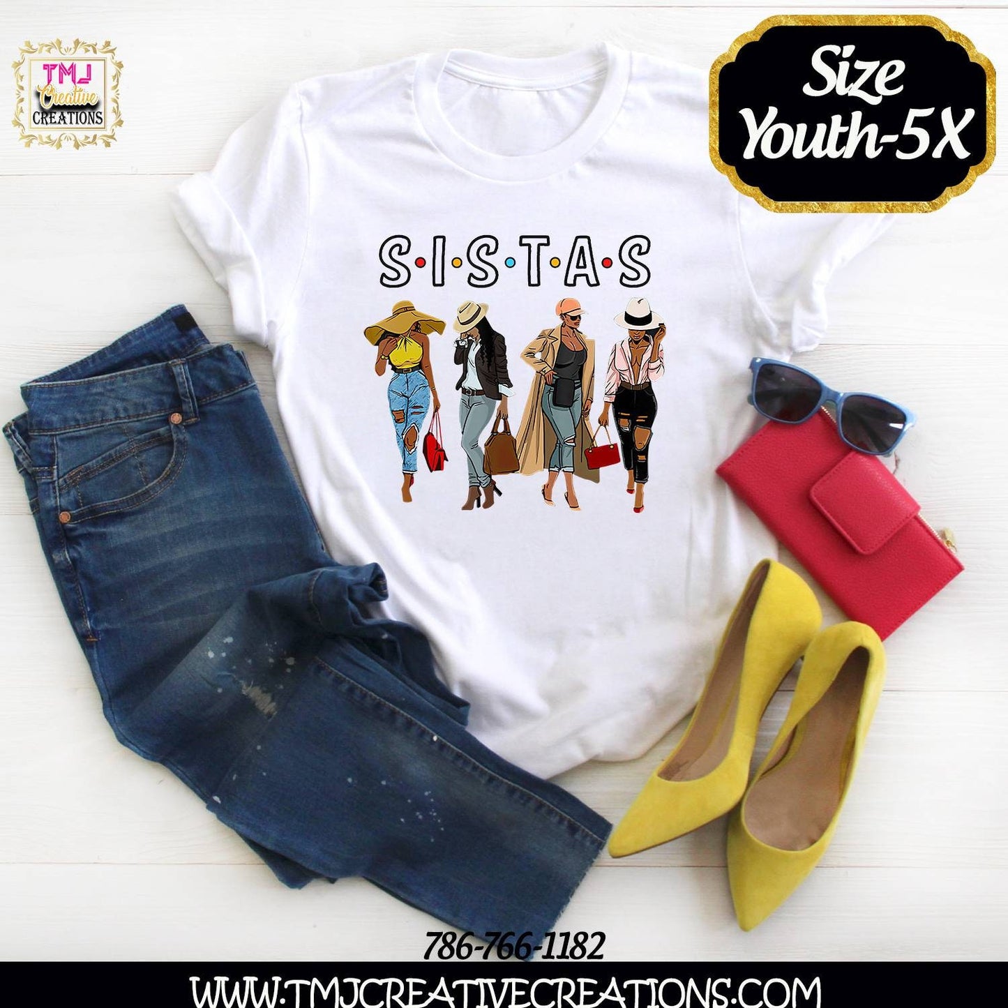 SISTAS Shirt SISTERS T-Shirt Friends T-Shirt African American Woman Shirt Ladiea Shirt Woman in Jeans Tshirt Melanin Shirts Black Girl Magic