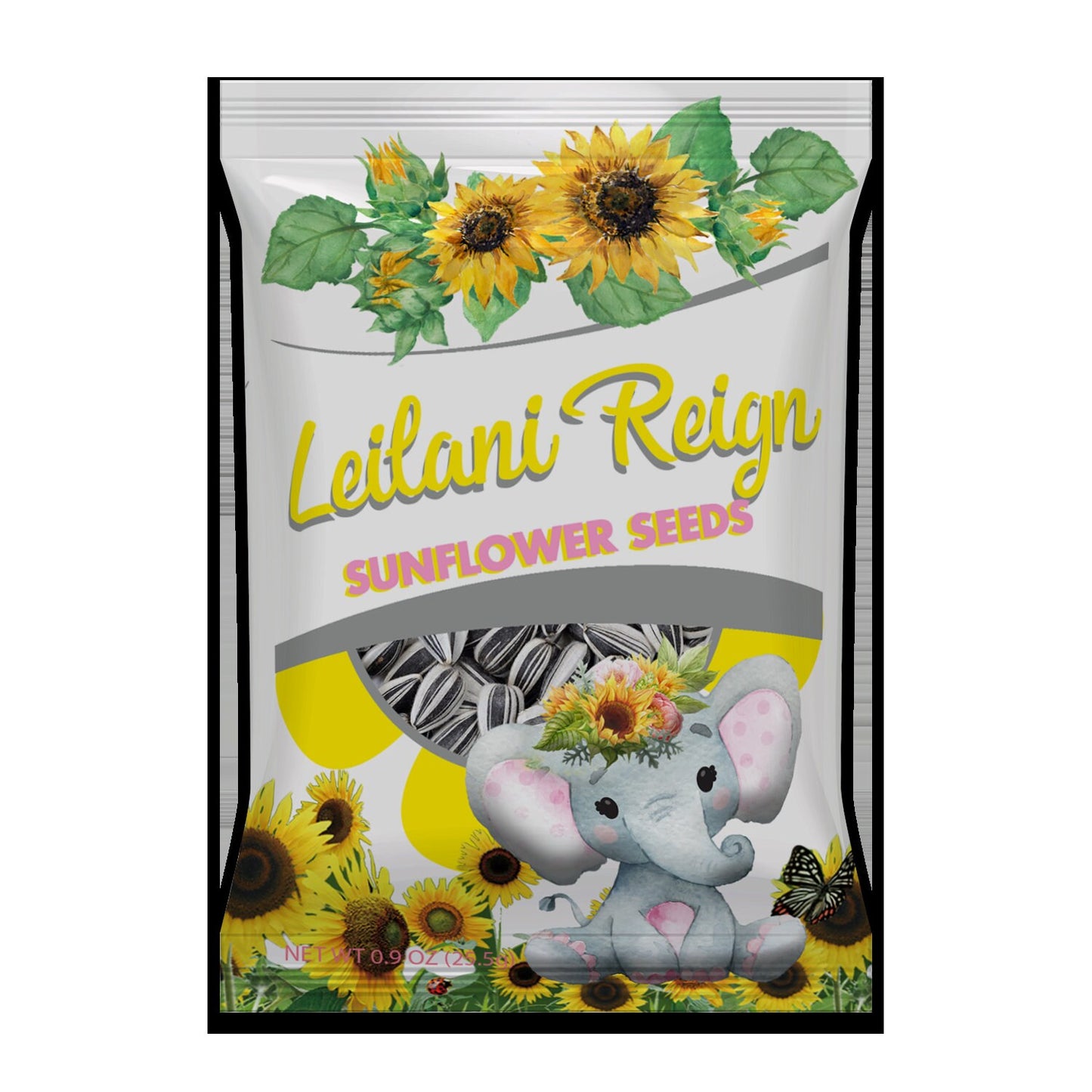 Elephant Sunflower Chip Bag Elephant Chip Bags Elephant Party Favor Sunflower Favor Sunflower Baby Shower favor Elephant Baby Shower