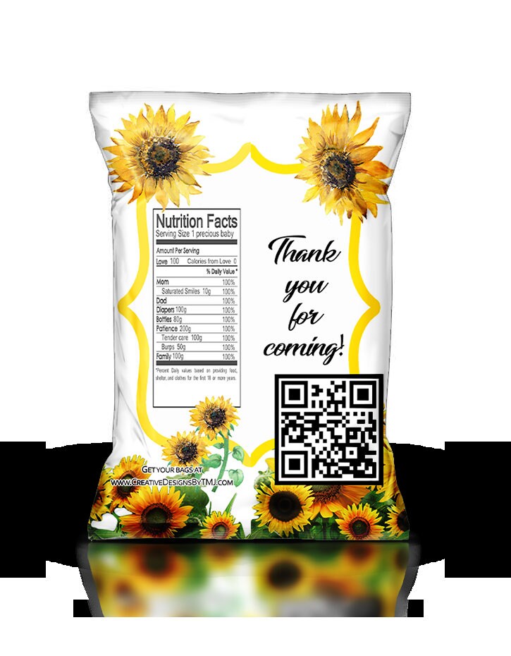 Elephant Sunflower Chip Bag Elephant Chip Bags Elephant Party Favor Sunflower Favor Sunflower Baby Shower favor Elephant Baby Shower