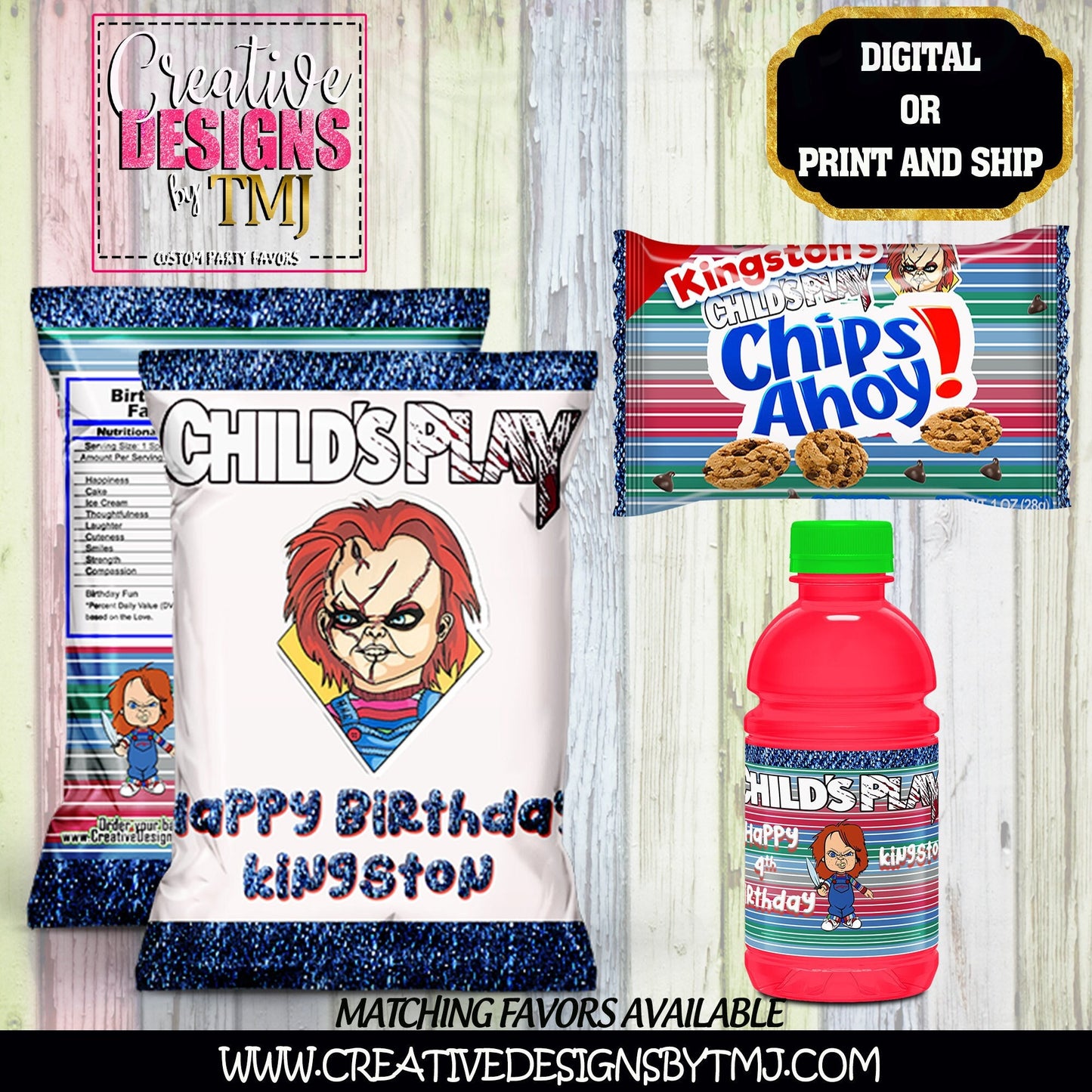 Halloween Party Favors Child's Play Chip Bags Horror Favor Halloween Birthday Halloween Baby Shower favor Horror Movie Party Favors