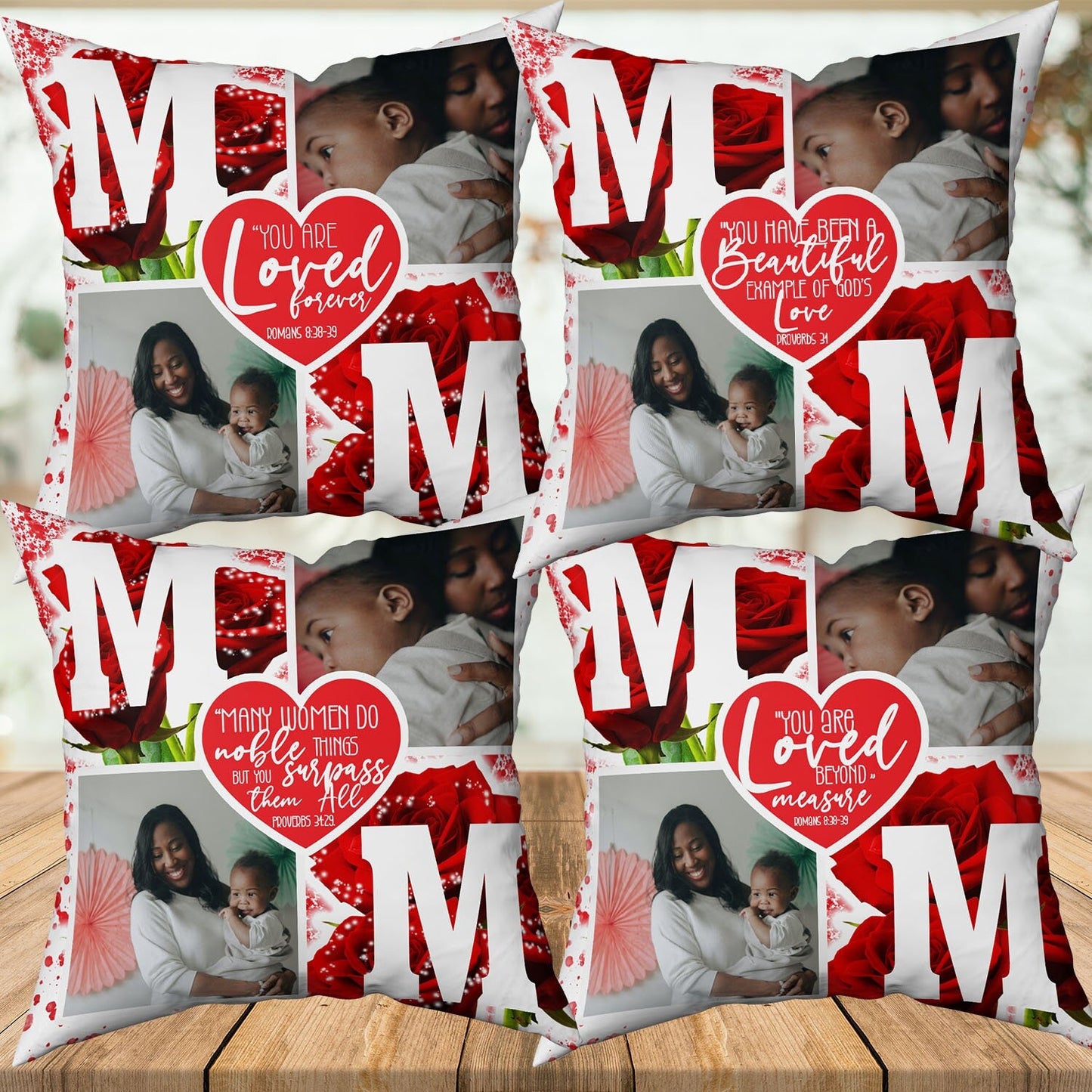 Red Rose MOTHERS DAY PILLOW, Custom Mothers Day Pillow, Mom Pillow, You are Loved, Beautiful Example of God's Love,  You Surpass them All