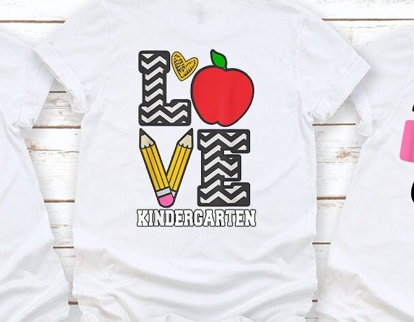 LOVE KINDERGARTEN Teacher Shirt Back to School Shirts Teacher Gift Ideas Back 2 School Shirts Shits for Teachers