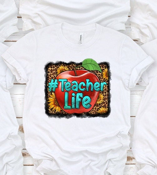 TEACHER LIFE Leopard with Apple Shirt Back to School Shirts Teacher Gift Idea Back 2 School Shirts Shirts for Teachers Teacher Shirt