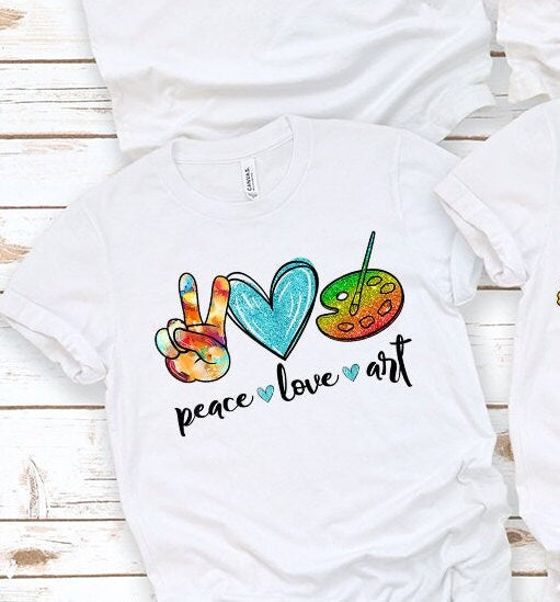 PEACE LOVE ART Teacher Shirt Back to School Shirts Teacher Gift Ideas Back 2 School Shirts Shits for Teachers