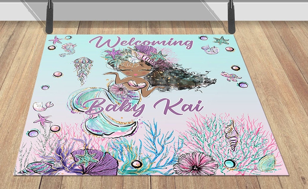 Mermaid BABY SHOWER Floor Decal Mermaid Backdrop Mermaid Party Idea Mermaid Baby Shower Floor Sticker Mermaid Banner Mermaid Party