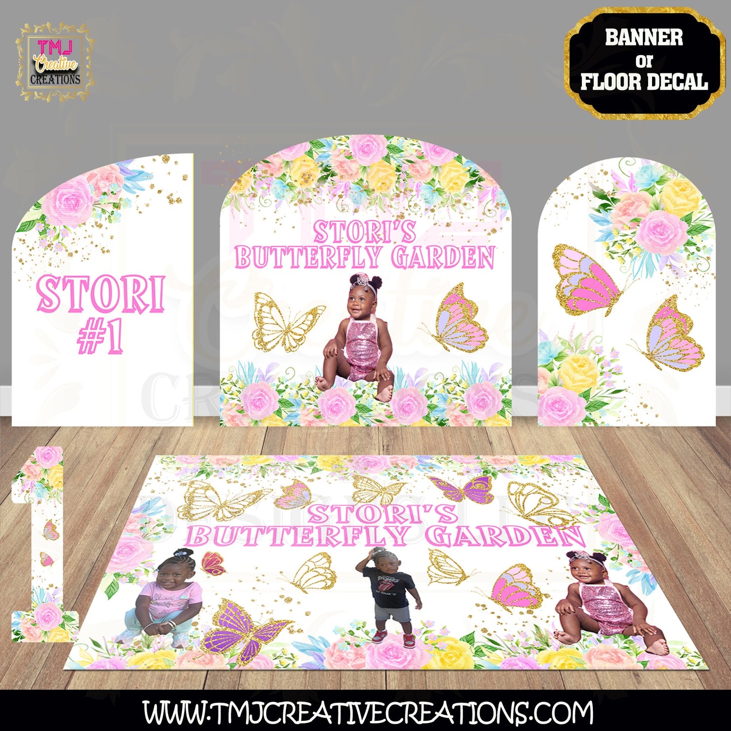 BUTTERFLY GARDEN BANNER  Butterfly Garden Floor Decal Butterfly Backdrop Butterfly Baby Shower Floor Sticker Butterfly Party Butterfly Favor