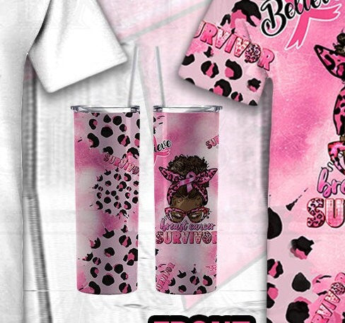 BREAST Cancer SURVIVOR Or WARRIOR Messy Bun T-Shirt and Tumbler Bundle Breast Cancer Allover Shirt Cancer Tumbler Bundle Cancer 3D Shirt