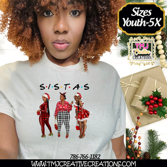 Christmas Sistas T-Shirt Christmas T-Shirts Holiday T-Shirt Holiday Shirt African American Christmas Shirt