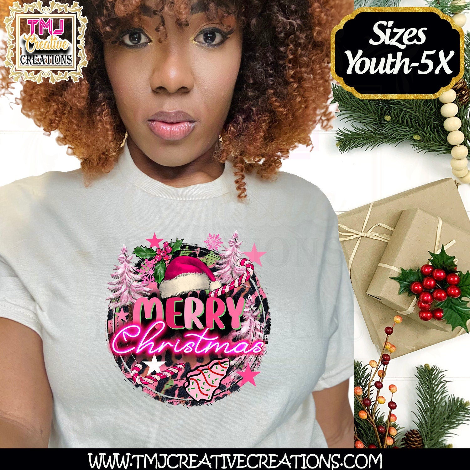 Pink Merry Christmas t-shirt Christmas T-Shirts Holiday T-Shirt Holiday Shirt African American Christmas